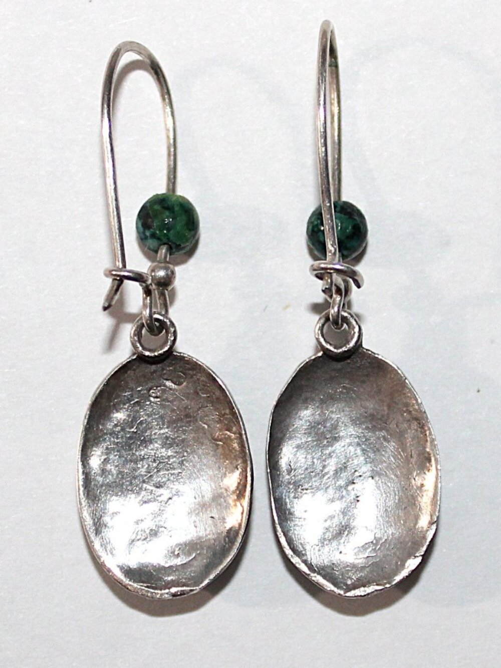 Vintage Southwestern Sterling Silver Malachite Earrings - Picture 2 of 4